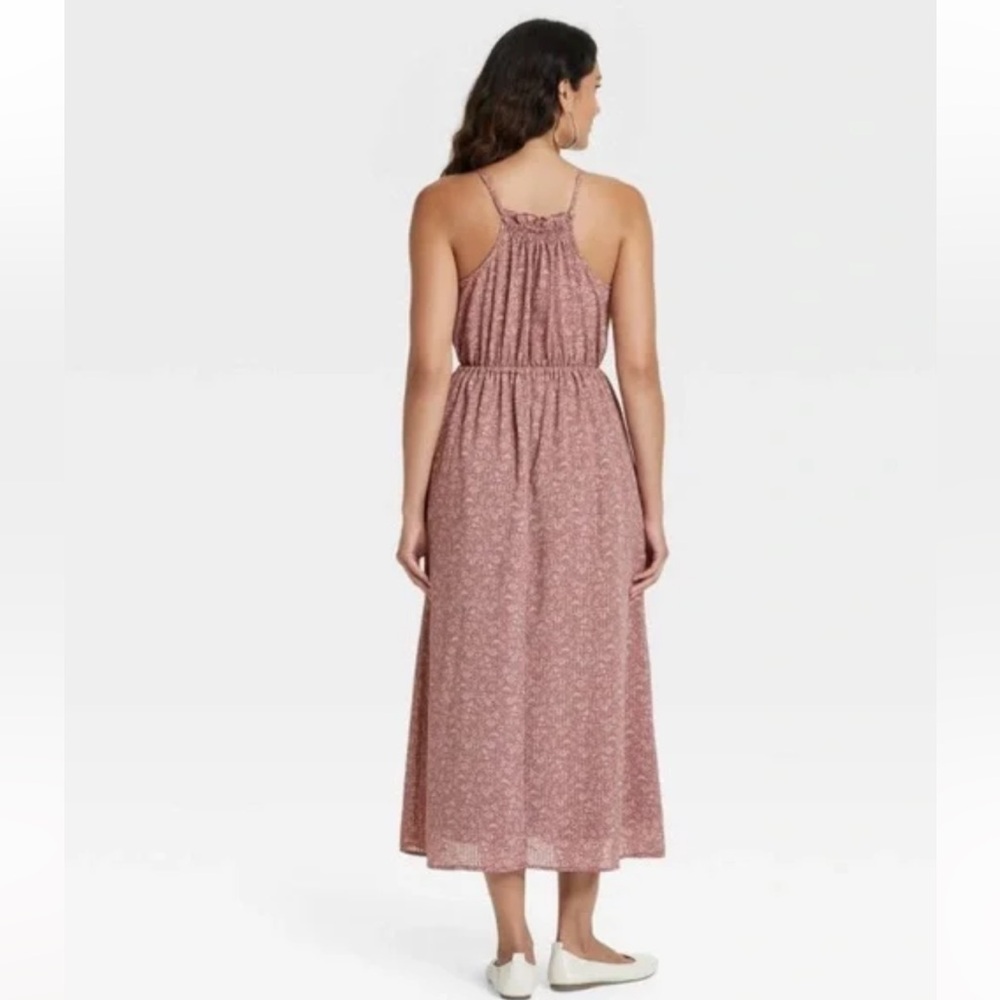 Universal Thread Women’s Dress Tie Waist Midi A Line Dress Mauve Floral NWT - Picture 3 of 6